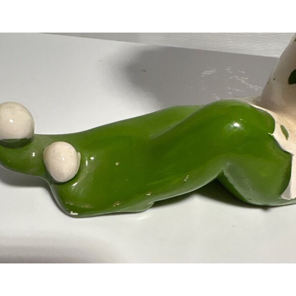 Vtg Ceramic Elf Pixie Figure Flower Hat Polka Dot Outfit Anthropomorphic MCM Jap - Picture 7 of 7